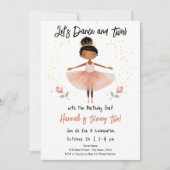 Invitation Ballerina Dance Twirl 2e anniversaire fille rose (Devant)