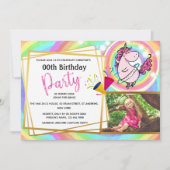 Invitation Ballerina de licorne arc-en-ciel 2 photo filles an (Devant)