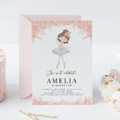Invitation Ballerina en robe blanche Fleur Anniversaire