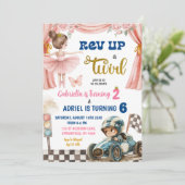 Invitation Ballerina et voitures de course Jour d'anniversair (Debout devant)