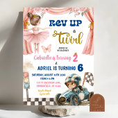 Invitation Ballerina et voitures de course Jour d'anniversair