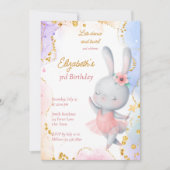 Invitation Ballerina fête d'anniversaire mignon lapin dansant (Devant)