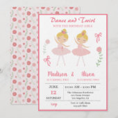 Invitation Ballerina Girl Joint Birthday Party (Devant / Derrière)