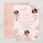 Invitation Ballerina Girl Tutu, Afro-Américaine (Devant / Derrière)