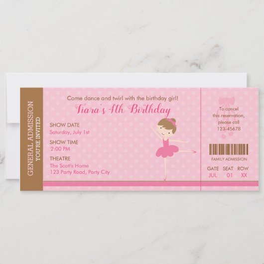 Invitation Ballerina (Invitations de ballet) rose (Devant)