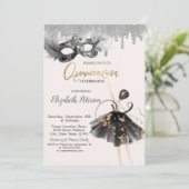 Invitation Ballerina Masque Glitter Drips Quinceanera (Debout devant)