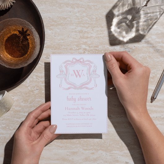Invitation Ballerina Monogram Grandmillennial Baby shower