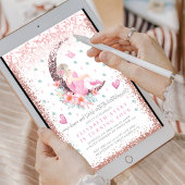 Invitation Ballerina Moon Pastel Parties scintillant rose Ann