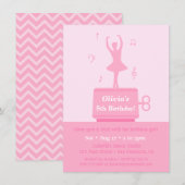 Invitation Ballerina Music Box Fille fête d'anniversaire (Devant / Derrière)