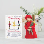 Invitation Ballerina Nutcracker Noël Anniversaire Photo (Debout devant)