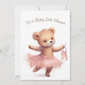 Invitation Ballerina ours bébé fille douche (Devant)