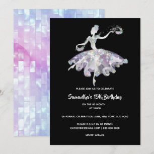 Invitation Ballerina parties scintillant confetti filles fête