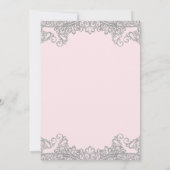 Invitation Ballerina Parties scintillant rose argent dentelle (Dos)