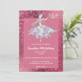 Invitation Ballerina parties scintillant rose brillant filles (Debout devant)