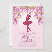 Invitation Ballerina Parties scintillant rose premier anniver (Devant)
