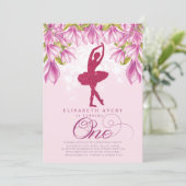 Invitation Ballerina Parties scintillant rose premier anniver (Debout devant)