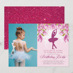 Invitation Ballerina Photo rose Anniversaire