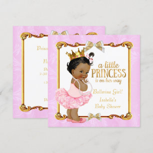 Invitation Ballerina Princess Baby shower Pink Gold Ethnic
