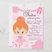 Invitation Ballerina rose Ballet Tutu Anniversaire (Devant)