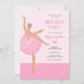 Invitation Ballerina rose ballon anniversaire (Devant)