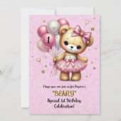 Invitation Ballerina rose Bear Parties scintillant Ballons 1e (Dos)