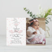 Invitation Ballerina rose Bunny Premier anniversaire Photo fl (Debout devant)
