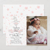 Invitation Ballerina rose Bunny Premier anniversaire Photo fl (Devant / Derrière)