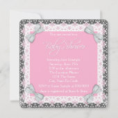 Invitation Ballerina rose et gris Baby Girl Douche (Dos)