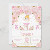 Invitation Ballerina rose florale Anniversaire Tutu Ballet Da (Devant)