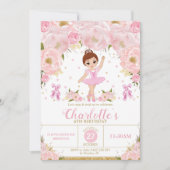 Invitation Ballerina rose florale Anniversaire Tutu Ballet Da (Devant)