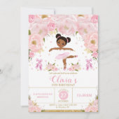 Invitation Ballerina rose florale Anniversaire Tutu Ballet Da (Devant)