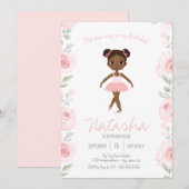 Invitation Ballerina rose florale Anniversaire Tutu Ballet Da (Devant / Derrière)