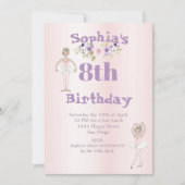 Invitation Ballerina rose mignon âge Anniversaire (Devant)