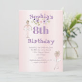 Invitation Ballerina rose mignon âge Anniversaire (Debout devant)