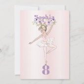 Invitation Ballerina rose mignon âge Anniversaire (Dos)