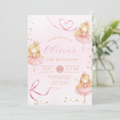 Invitation Ballerina rose mignonne Princesse Fille Anniversai (Debout devant)