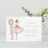 Invitation Ballerina rose Première fête d'anniversaire Invita (Debout devant)