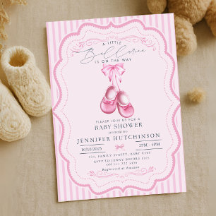 Invitation Ballerina rose sur le chemin Baby shower fille