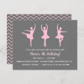 Invitation Ballerina Silhouette Filles Anniversaire (Devant / Derrière)