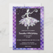 Invitation Ballerina sirène parties scintillant rose violet f (Devant)