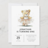 Invitation Ballerina Teddy Bear Moderne Simple Anniversaire d (Devant)
