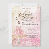 Invitation Ballerina, Tiara Princess Bokeh Sweet 16 (Devant)