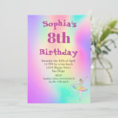 Invitation Ballerina Tie Dye Tutu mignon âge Anniversaire (Debout devant)