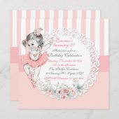 Invitation Ballerina Tutu Ballet Rose Blancs Dentelle (Devant / Derrière)