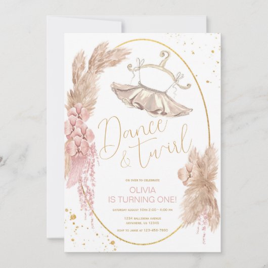 Invitation Ballerina Tutu fête d'anniversaire (Devant)