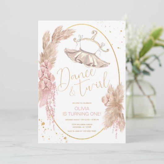 Invitation Ballerina Tutu fête d'anniversaire (Debout devant)