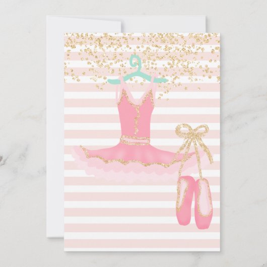 Invitation ballerina tutu Gold parties scintillant confetti 1 (Dos)