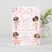 Invitation Ballerina Tutu Pink Bow d'origine africaine-améric (Debout devant)