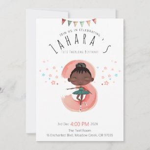 Invitation Ballerine aux Cheveux Bouclés 3e Anniversaire Fill