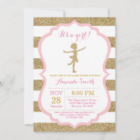 Ballerine Baby Shower Rose et Paillettes Dorées